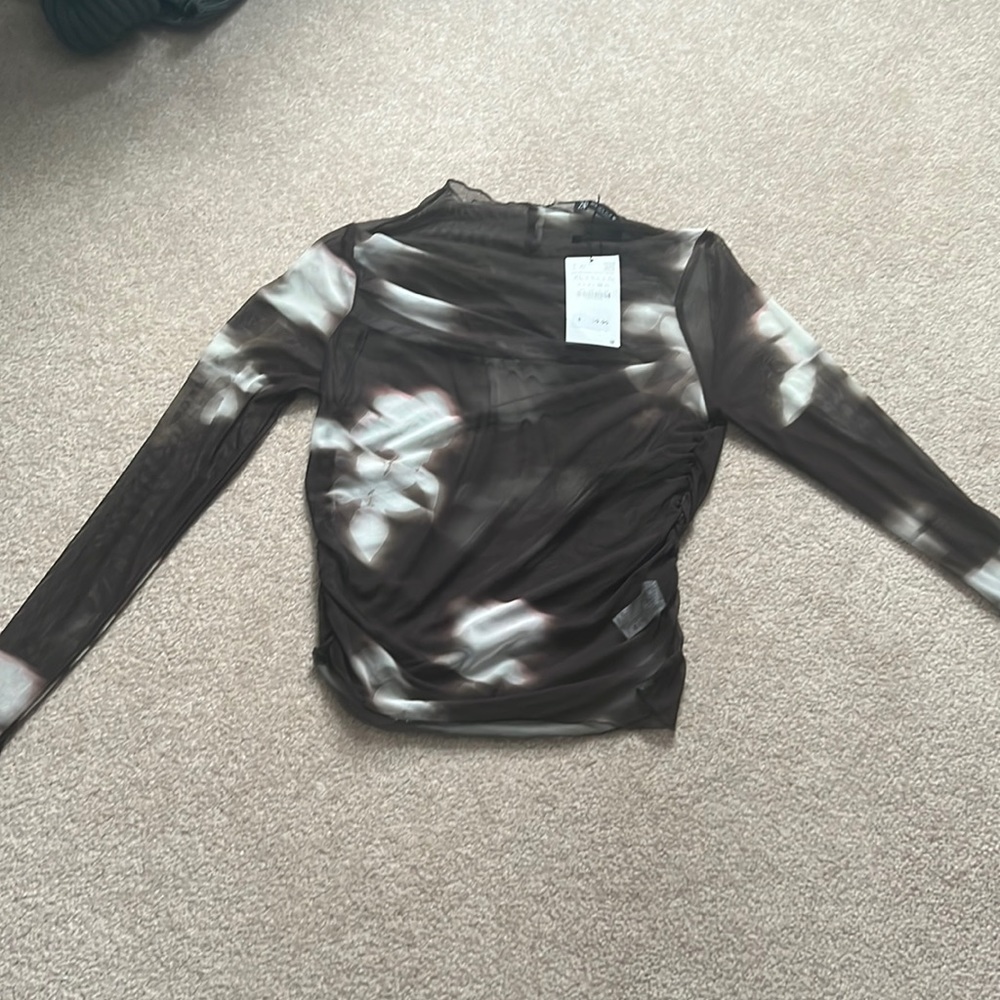 Long Sleeve Mesh Mock Neck Turtleneck